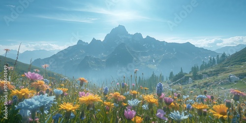 Floral display on rugged mo...