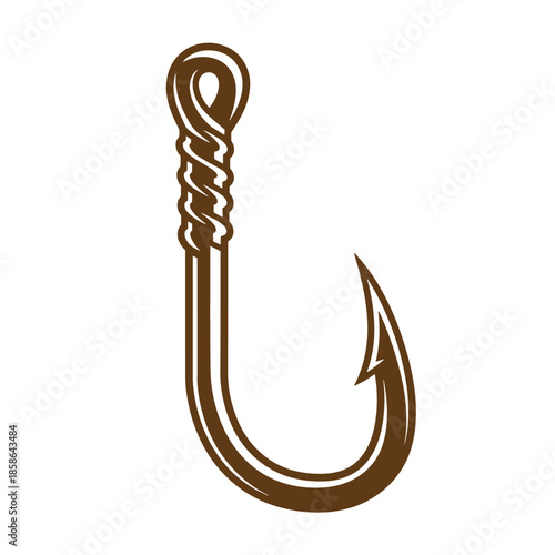 Vintage Brown fishing hook icon isolated on white background for design and decoration