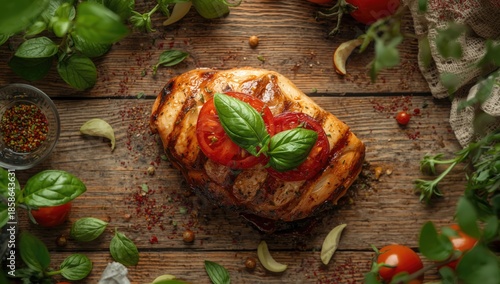 Roasted chicken topped with...