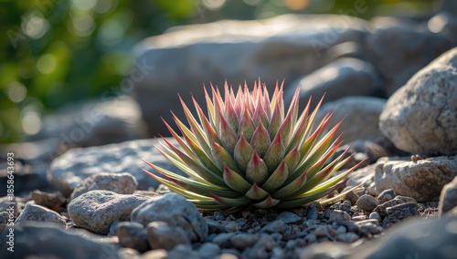 Colorful sempervivum in a r...