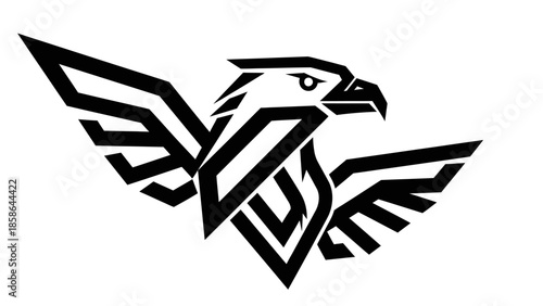 Dynamic Geometric Flying Eagle Logo Vector Illustration on Isolated White Background