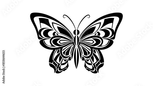 Elegant Ornate Butterfly with Intricate Patterned Wings on Isolated White Background