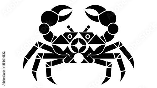 Abstract Geometric Crab Design Isolated on White Background