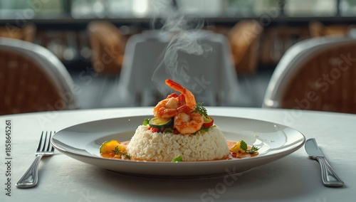 White rice dish with shrimp...
