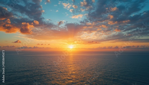 Sea horizon at sunset with ...