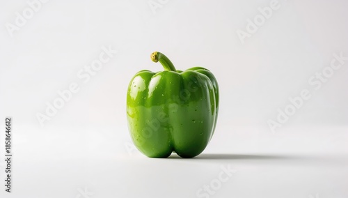 Green bell pepper on a whit...