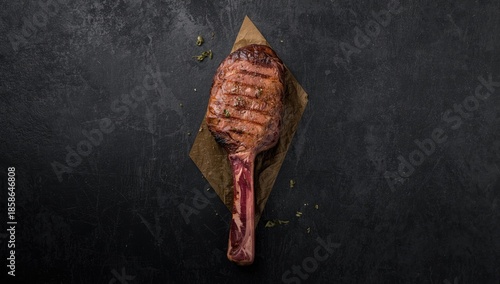 T-bone steak grilled over o...