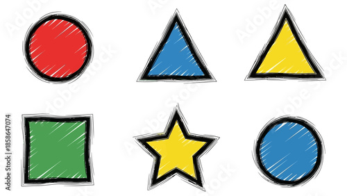 Colorful Hand Drawn Geometric Shapes Collection.