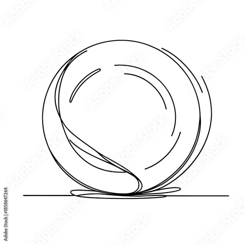 Plate transforming into a folded napkin in minimalist line art  
