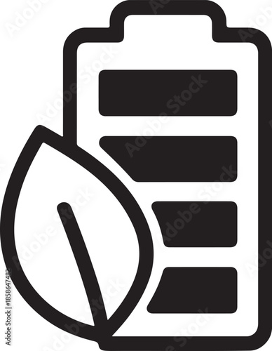 Eco friendly battery with leaf symbol representing green energy solution