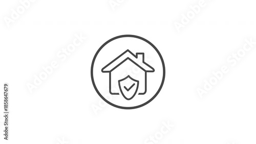 Animated home security icon. Visualization of alarm activation. System operability confirmation. Design for websites and apps