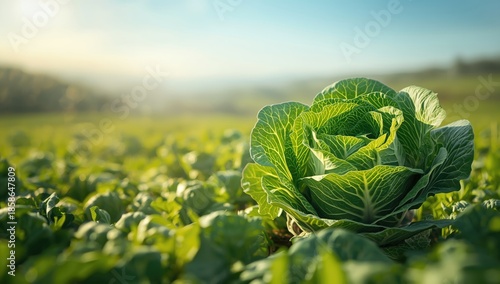 Fresh cabbage heads in a ru...