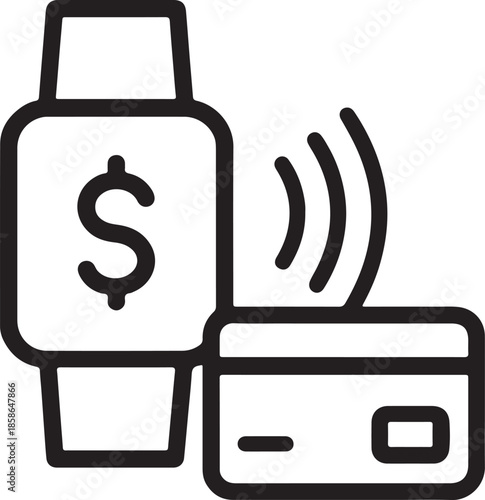 Smartwatch contactless payment with credit card a modern financial technology illustration