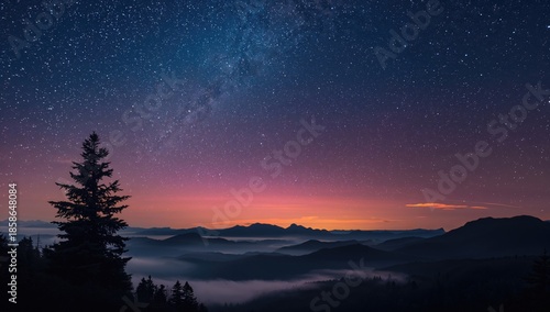Starry night sky illuminate...