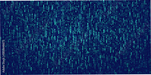 Abstract digital rain pattern with a deep blue and teal color scheme