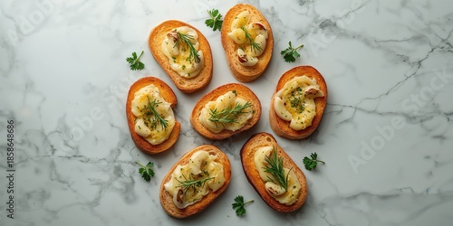 Garlic and herb-topped toas...