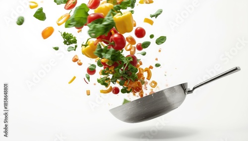 Vegetables sautÃ©ed in a pa...