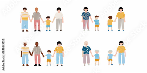 Diverse families and children holding hands representing unity and togetherness
