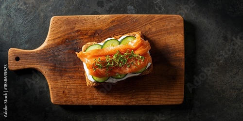 Salmon and cucumber open-fa...