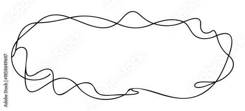 Abstract minimalist black line frame creating an organic wavy border for modern graphic design projects and contemporary presentation slides