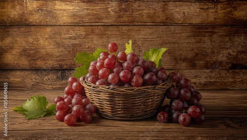 Red grapes in a basket rest...