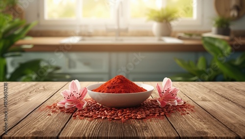 Red annatto seeds powder as...