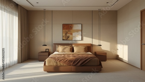 Modern hotel room decor wit...