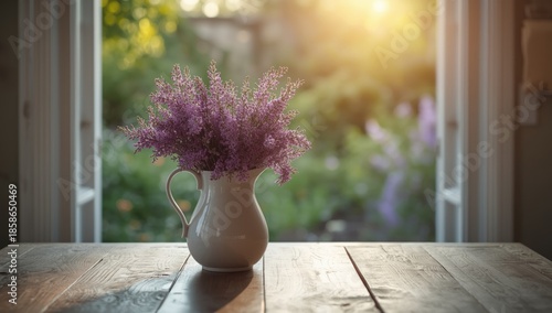 Bouquet of purple heather a...