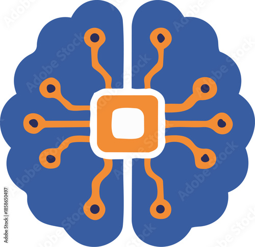 modern brain icon set for technology