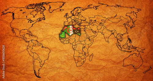 Arab Maghreb Union member coutries on world map
