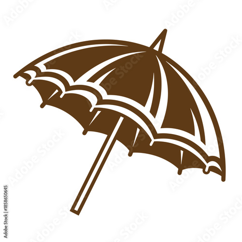 Vintage Brown umbrella icon with white outline on white background  simple illustration of a classic accessory