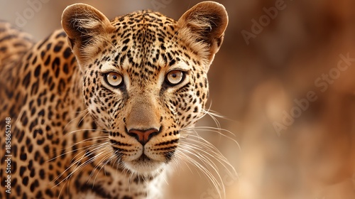 Close-up portrait of a majestic leopard with intense eyes in its natural habitat.