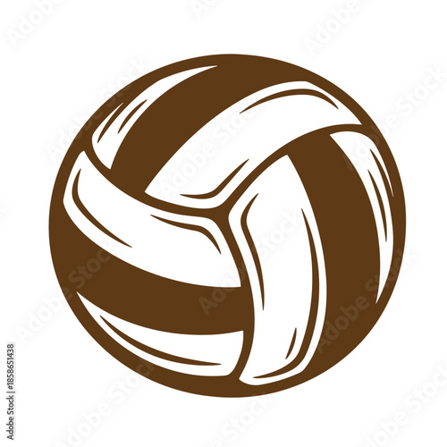 Vintage Brown volleyball icon isolated on white background for sports and recreation designs