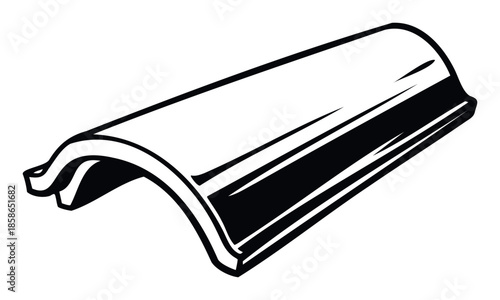 Architectural roofing material featuring a classic curved clay roof tile for construction projects, home renovation, and traditional building design concepts