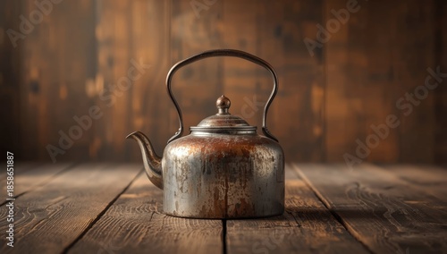 Old-fashioned metal teapot ...