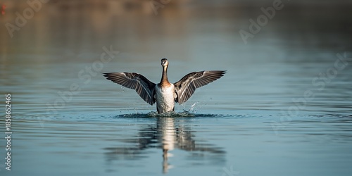 Waterbird with wings spread...