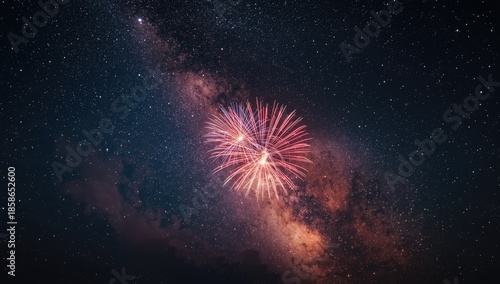 Red and blue fireworks illu...