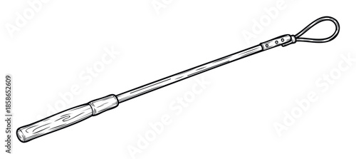 Sturdy traditional livestock herding tool featuring a smooth wooden handle and a durable looped end for agricultural and farm life concepts