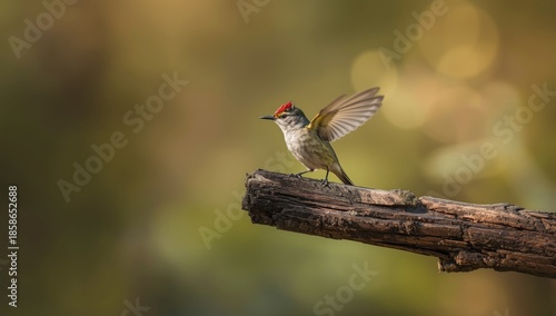 Ruby-crowned kinglet in fli...