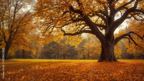 Vibrant yellow foliage in a...