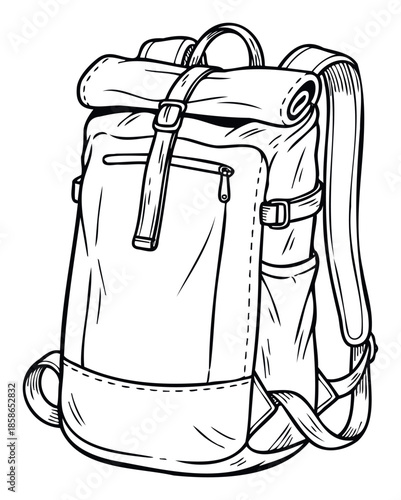 Durable outdoor backpack for adventurers featuring a secure rolltop closure, multiple storage compartments, and comfortable straps, ideal for travel, hiking, and daily urban explorations.