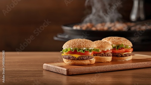 Small burger sliders arrang...