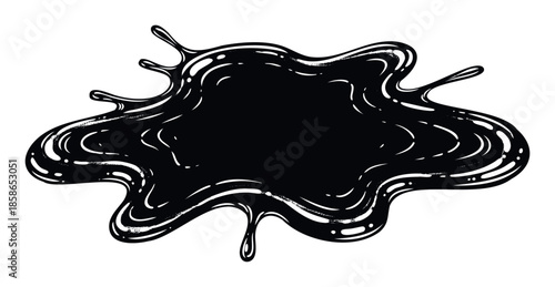 Dynamic black liquid splash creating an impactful graphic element perfect for adding a grunge texture or ink stain effect to various digital media projects