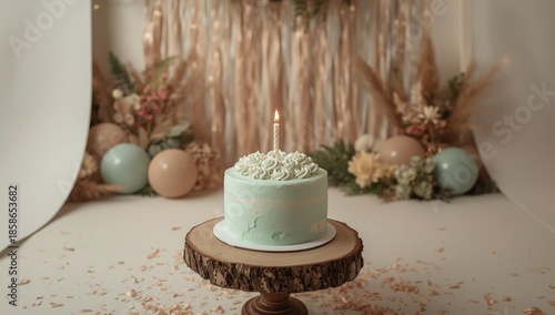 Colorful birthday cake in m...