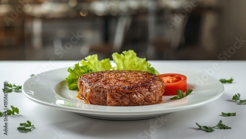 Cooked meat with a golden-b...