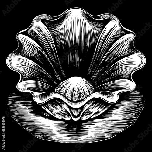 Simple Seashell Beach Symbol Icon for Summer Vacation and Marine Nature Illustration