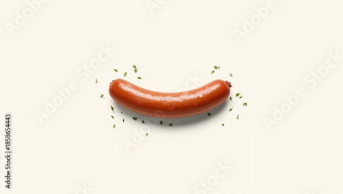 Frankfurter sausage on whit...