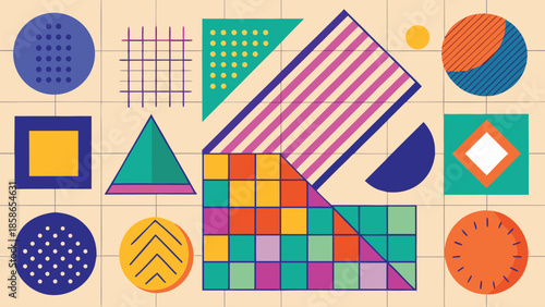 variety of colored chalk lines and shapes arranged on a surface, showcasing vibrant hues and playful designs..eps