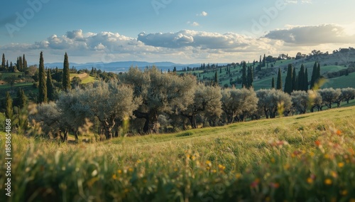 Rolling hills with scattere...
