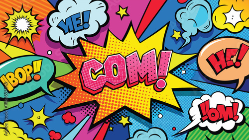 Vector illustration featuring various speech bubbles and symbols, symbolizing conversation and interaction..eps